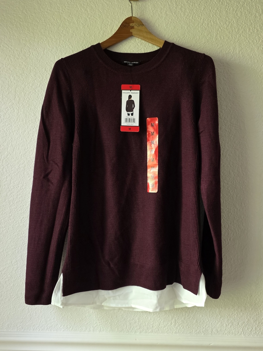 Hilary Radley Maroon Ribbed Crewneck Sweater